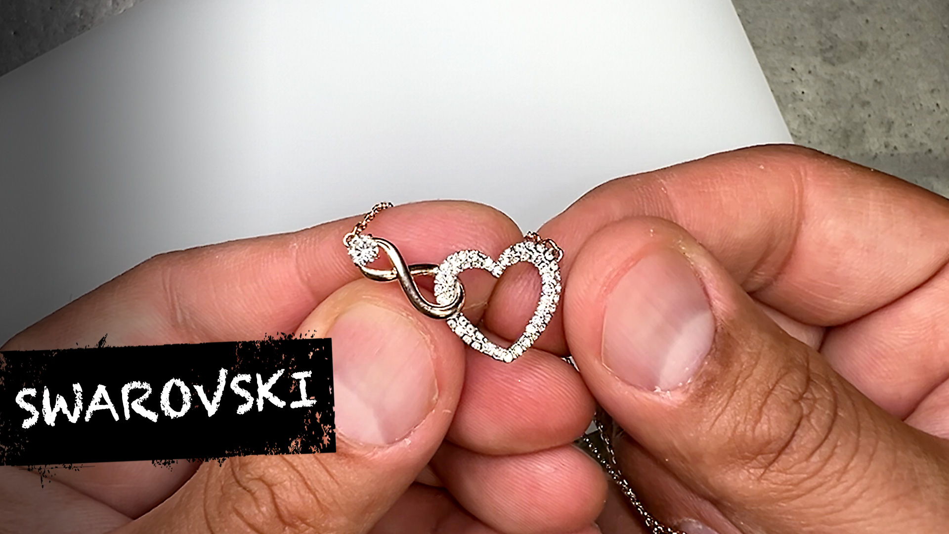 Watch REVIEW Swarovski Infinity Necklace Rose & White Gold Tone on