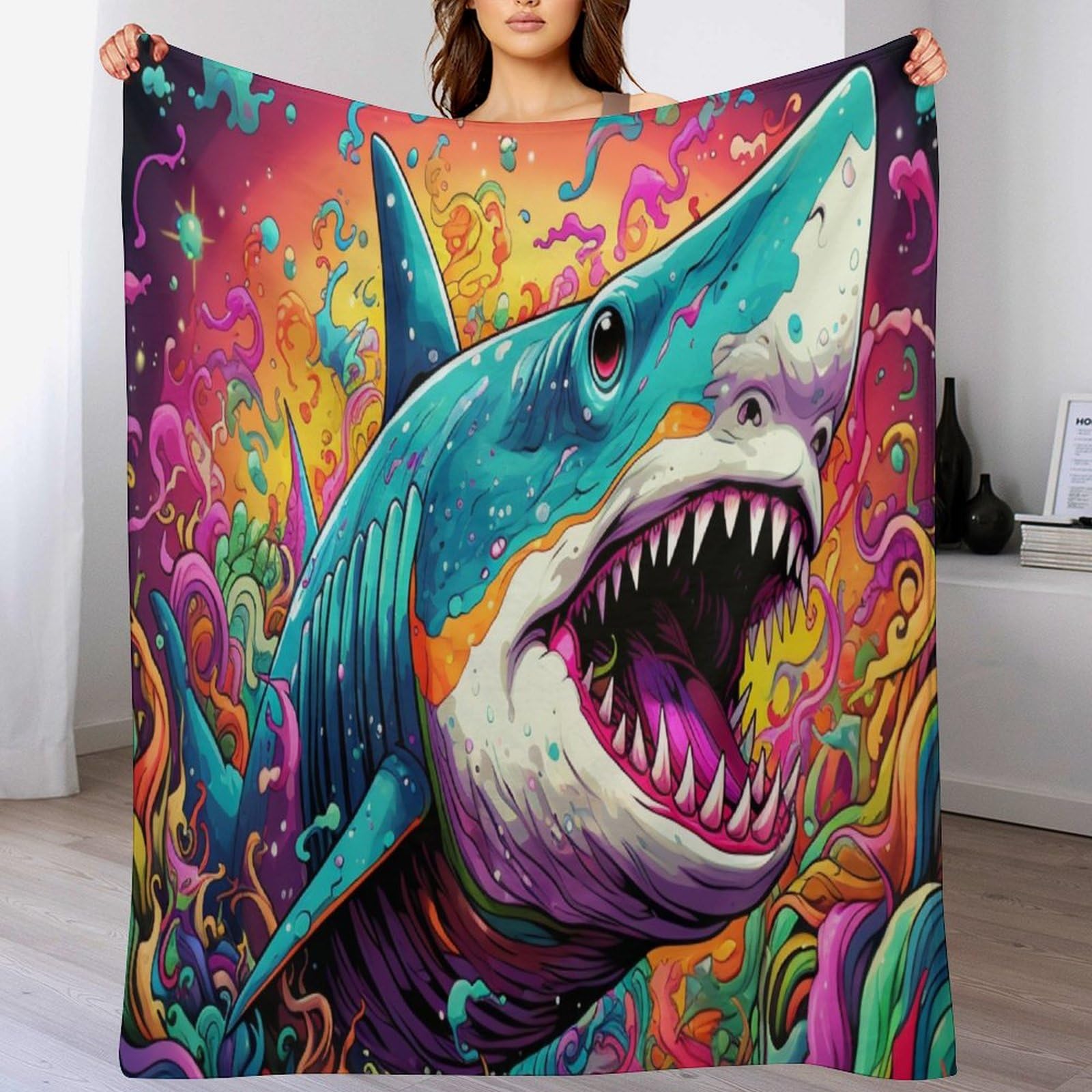 Couverture requin douce en flanelle pour vos soirées cinéma