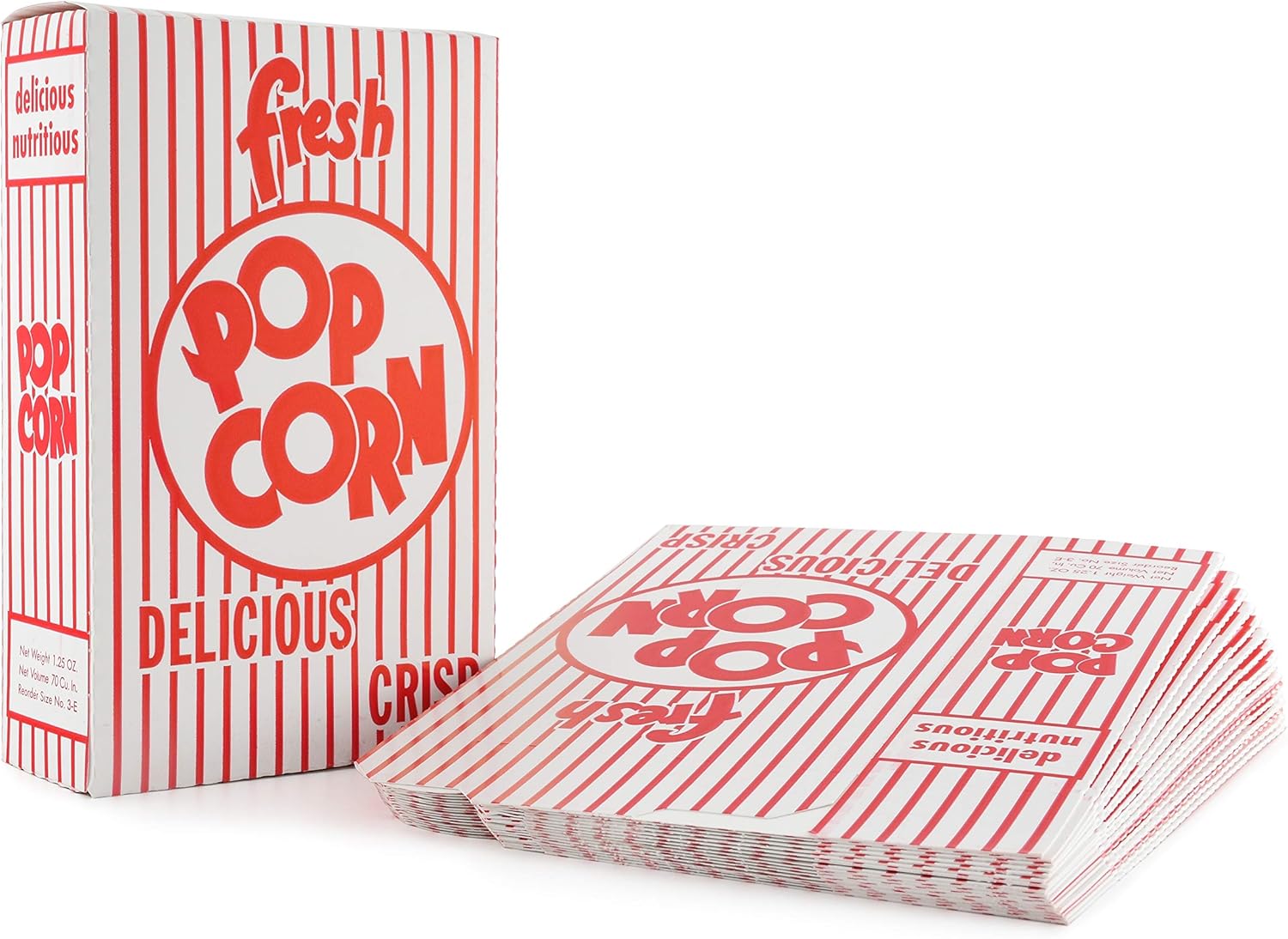 Snappy Popcorn 3-E Red and White Close Top Popcorn Boxes, 1.25 Oz, 500 Count