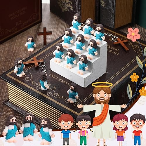 Miniatura 5 de Bememo 50 figuras religiosas de juguete de Jesús, regalos clásicos de Cristo, Salvador, Jesús, regalos de fiesta religiosa, suministros para el