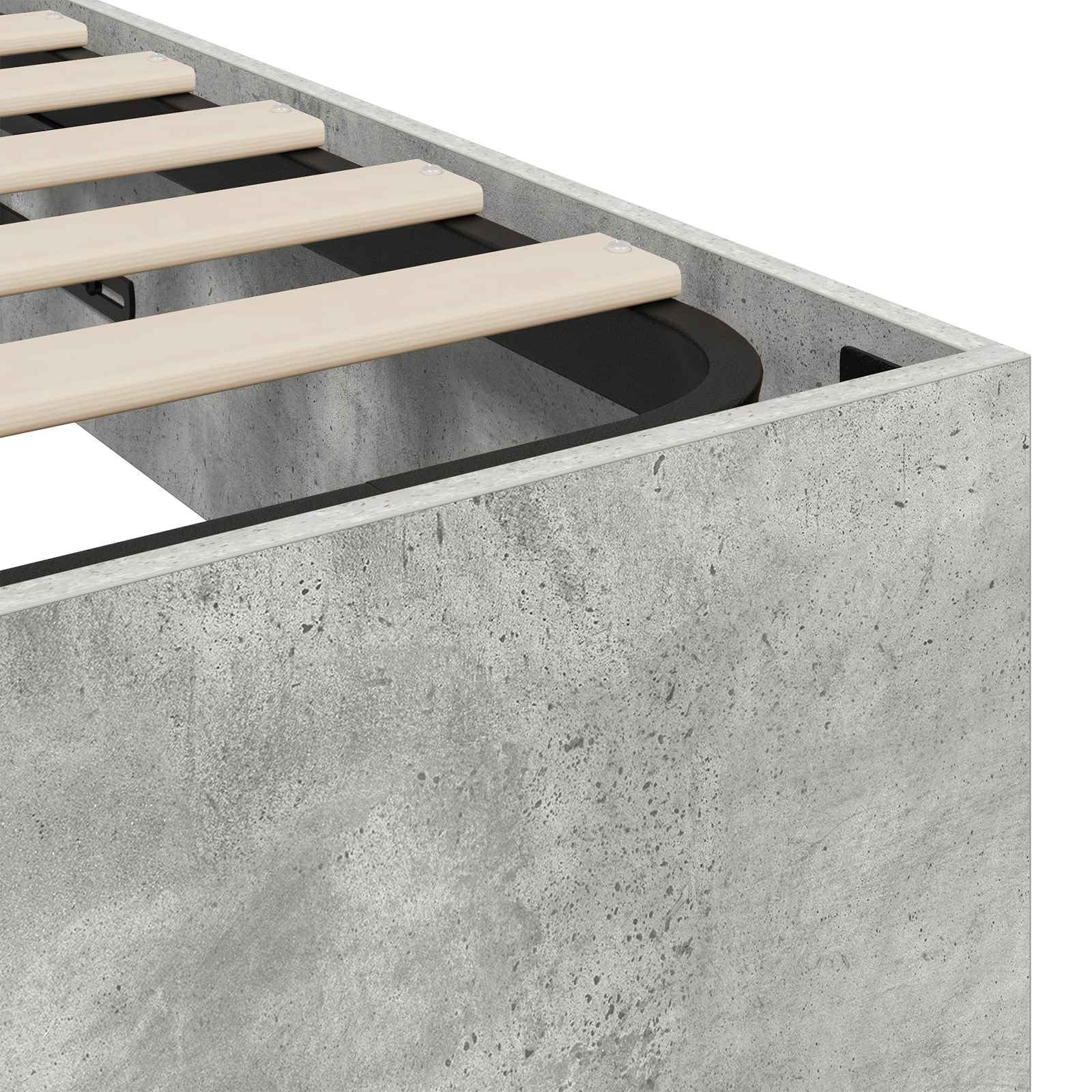 Ottoman, struttura per letto in cemento grigio, 203 x 140 x 25 cm, materiale in legno con meccanismo di sollevamento a gas, telaio per materassi Queen per spazio spazioso, base moderna per