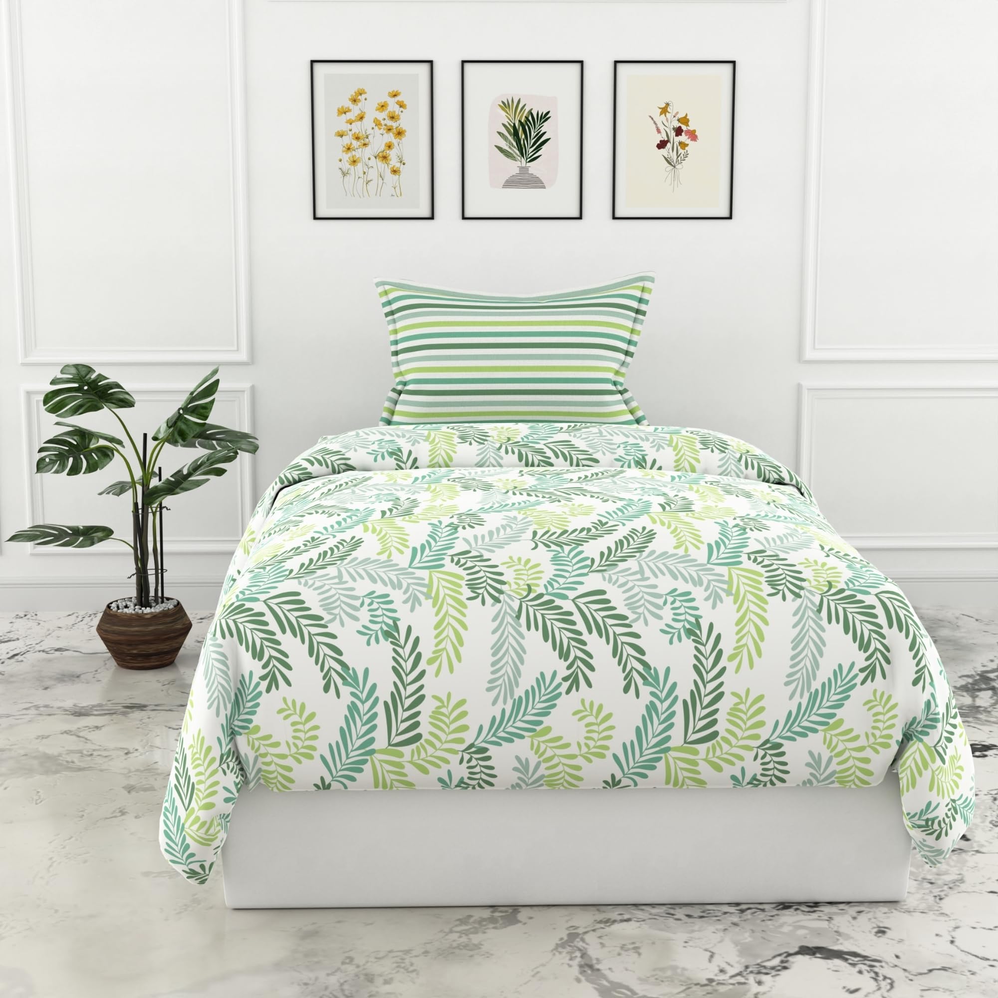 LORETO – A QUALITY LINEN BRAND 144 TC 100% Cotton Bedsheet for Single Bed with 1 Pillow Cover - Green, Leafy Haven (B0CWXC7T5X) Amazon Price History, Amazon Price Tracker