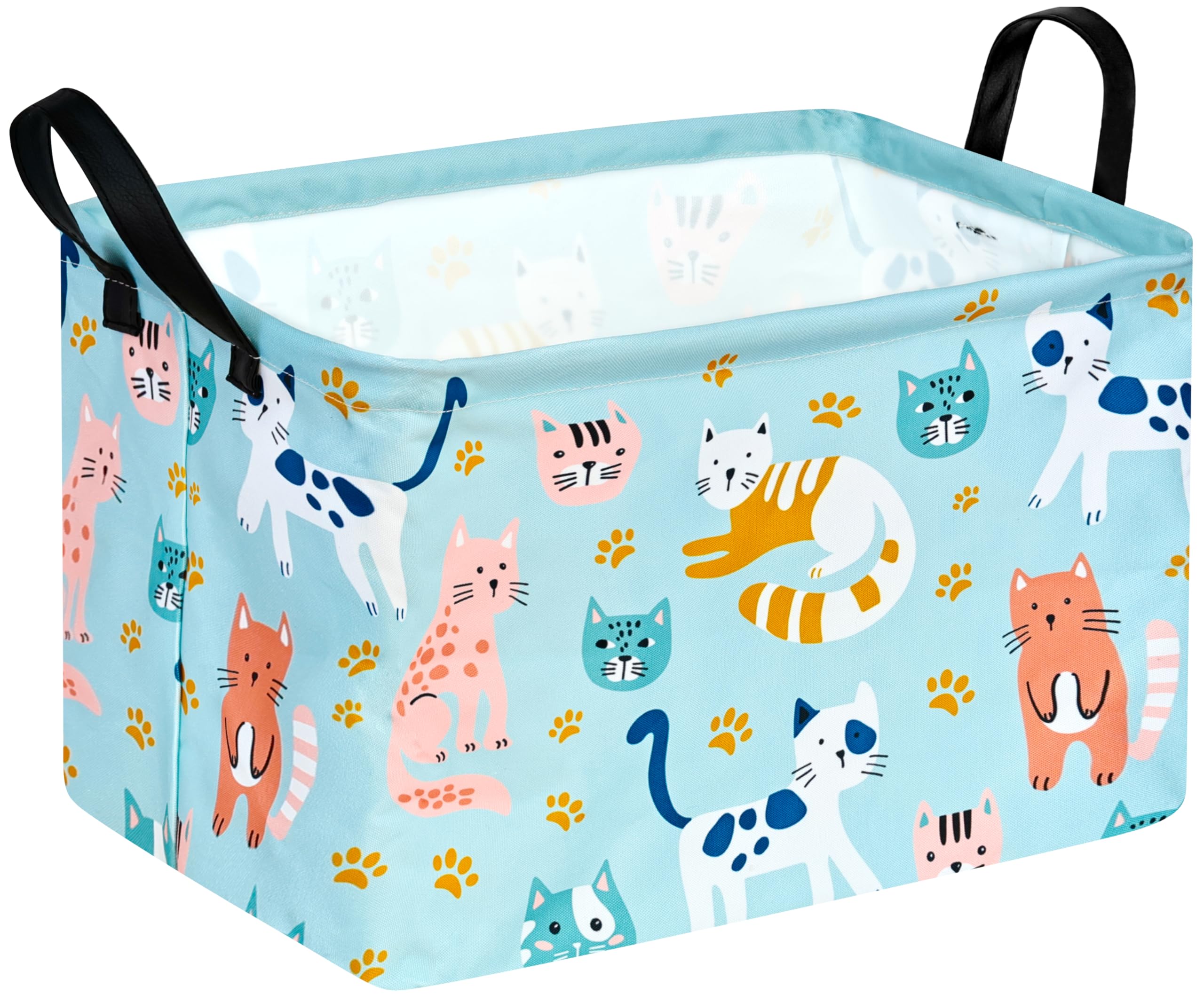 Mziart Small Foldable Canvas Storage Basket - Cotton Linen Bin With Handles For Nursery, Office, Shelves - 7.8x6.3x5.5 Inches - View #2