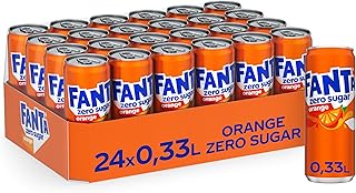 Fanta Zero Orange - fruchtig-spritzige Limonade mit klassischem Orangen-Geschmack - ohne Zucker und ohne Kalorien - erfrischender Softdrink in stylischen Dosen (24 x 330 ml)