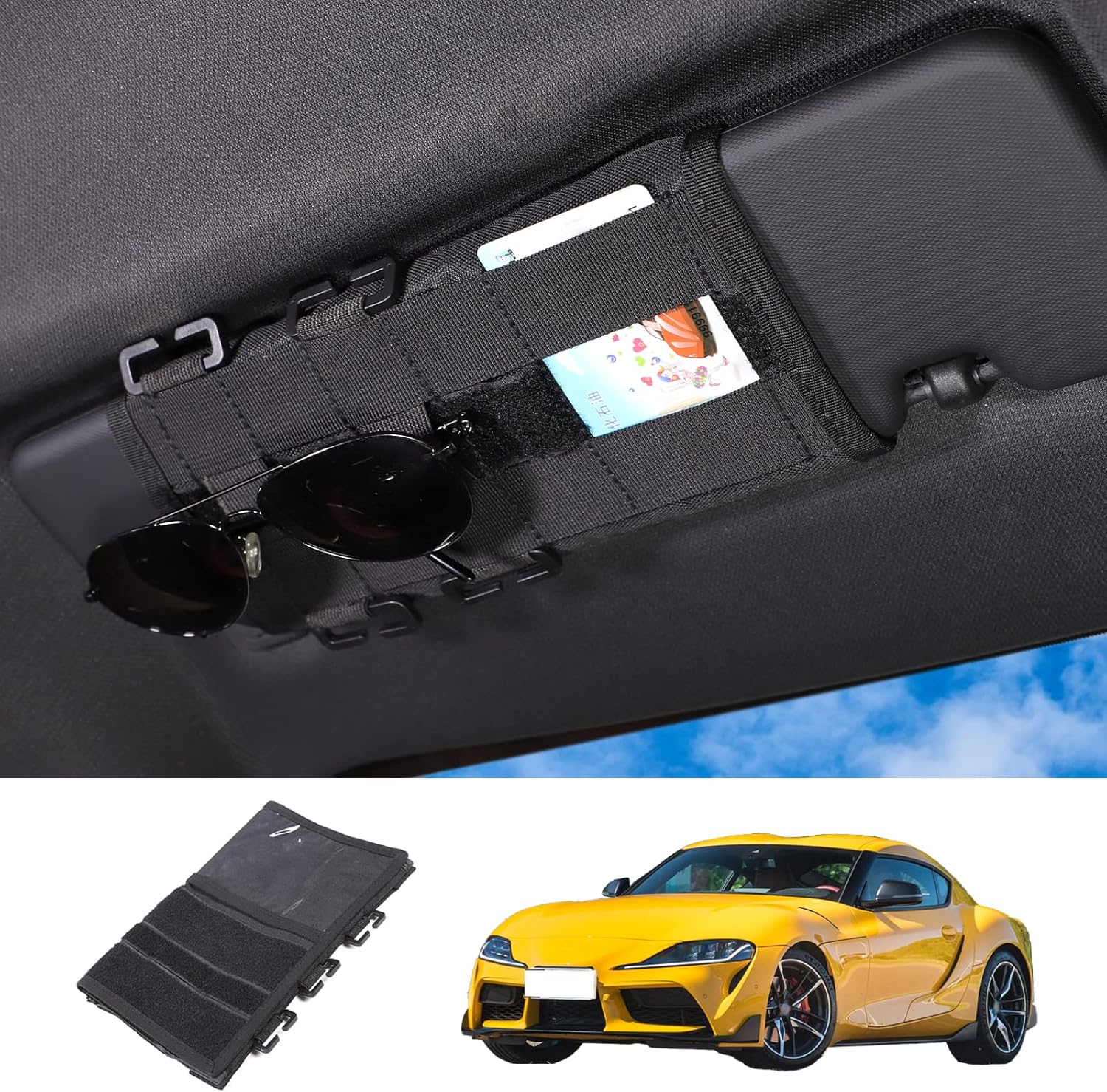 YANER Car Sun Visor Organizer, Auto Interior Accessories Pocket