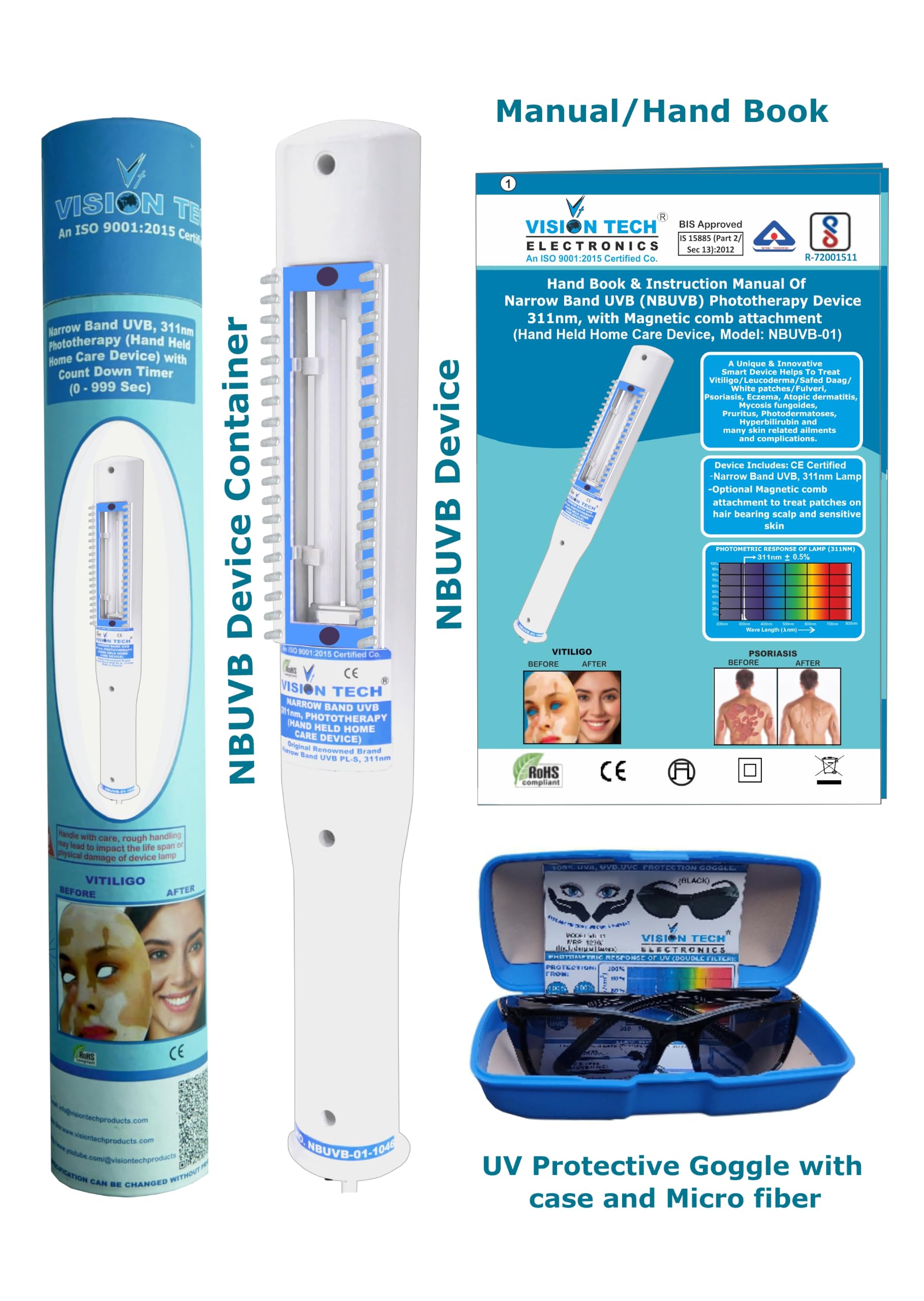 VISION TECH 311nm NBUVB Handheld Phototherapy for Vitiligo + Free eBook 2