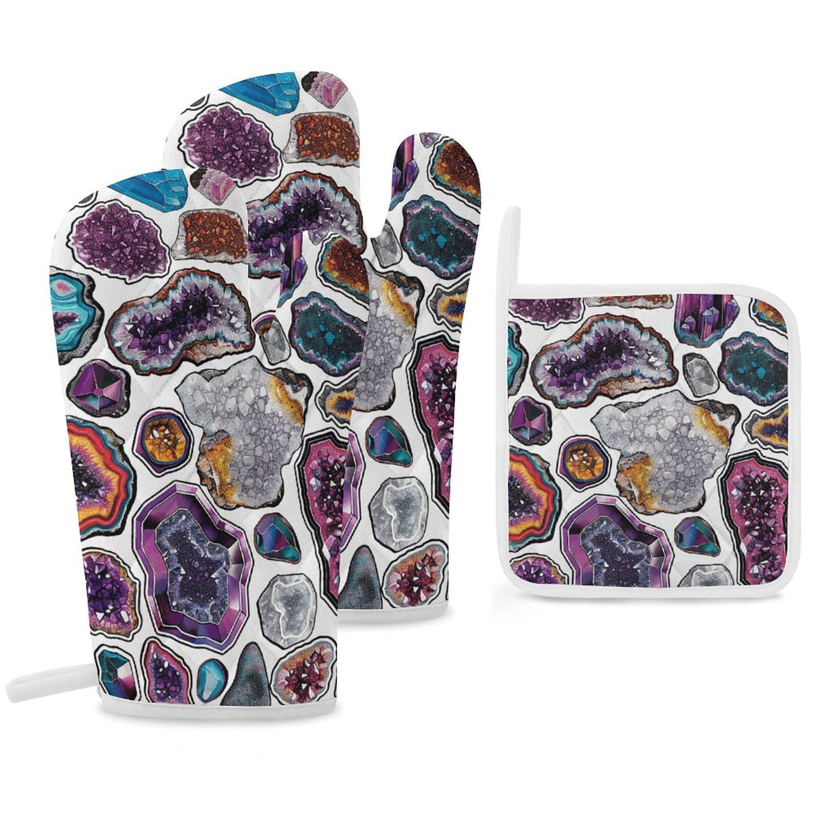 Gants de cuisine et maniques Geodes and Rocks résistants à la chaleur pour cuisiner