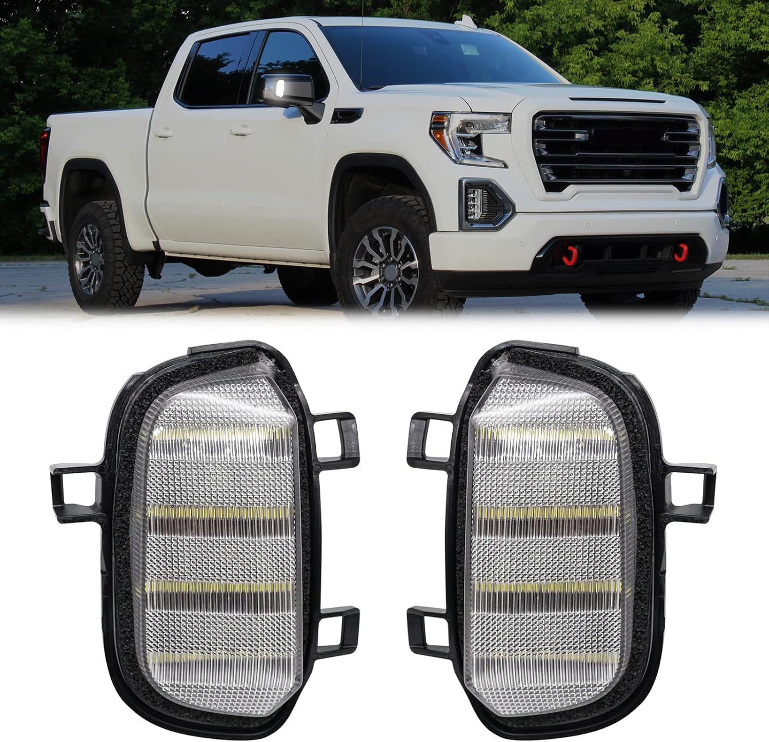 R&F Auto 2Pcs LED Side Mirror Puddle Lights Compatible with Silverado/Sierra 1500