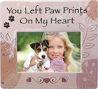 BANBERRY DESIGNS Pet Memorial Photo Frame - Paw Prints On My Heart - Multi-color Tabletop Picture Holder - Remember Your Beloved Pets - 8