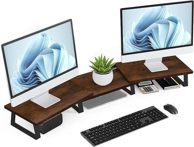 Amazon.com: Aothia Large Dual Monitor Stand - Computer Monitor Stand ...