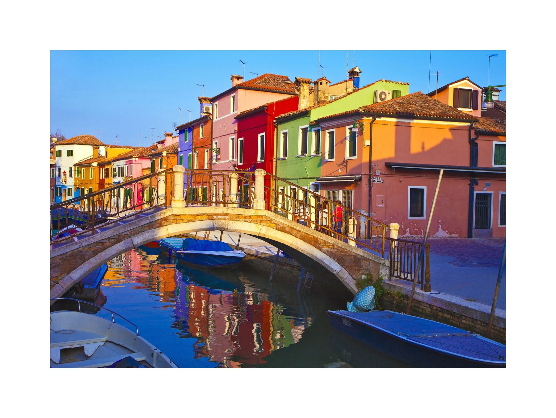 Wee Blue Coo Photo Cityscape Venice Italy Burano Bridge Canal Wall Art Print
