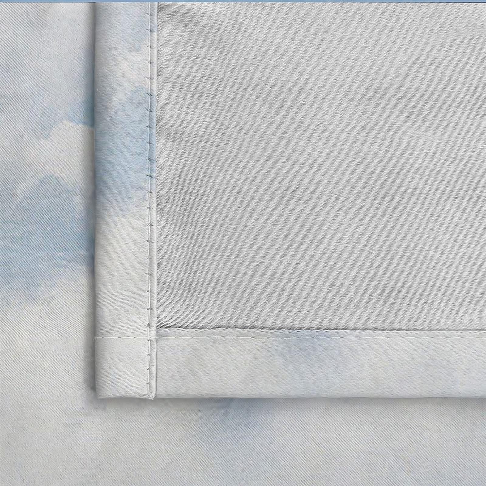 Rideau Salle de Bain Fenetre, Rideaux Cuisine Blanc Bleu Ciel et Nuages Polyester 2 Panneaux 428x274cm