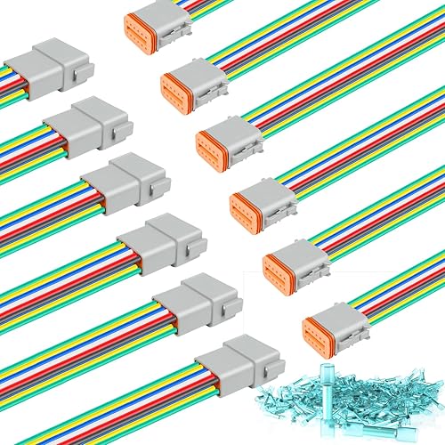 Miniatura 13 de 2 Kit Deutsch DT 4 Pin Gris Macho Hembra Arnés de Cableado Deutsch Pigtail de 4 Vías Conector Eléctrico Automotriz Impermeable 16 AWG con Tubo Gris