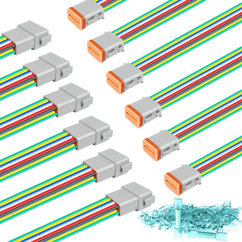 Kit de conectores elétricos Deutsch DT 12 pinos Deutusacc cinza com fios 16 AWG – 6 conjuntos