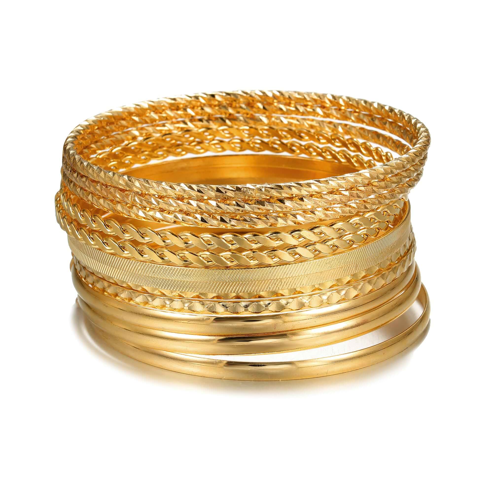 AYWFCBF Gold Bangles for Women, 12 Pcs Boho Stackable Bracelets Multi Layer Textured Chunky Bracelets Jewelry Set for Women