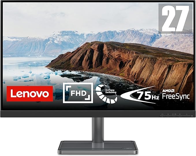 Lenovo L27i30 27 Inch FHD Monitor (IPS, 4ms, up to 75 Hz, HDMI + VGA