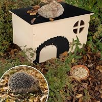 JAZUIHA Sünház Időjárásálló Fa Padlóval és Vízálló Tetővel - Kerti Sün Etető Labirintus Bejárattal, M Méret 2