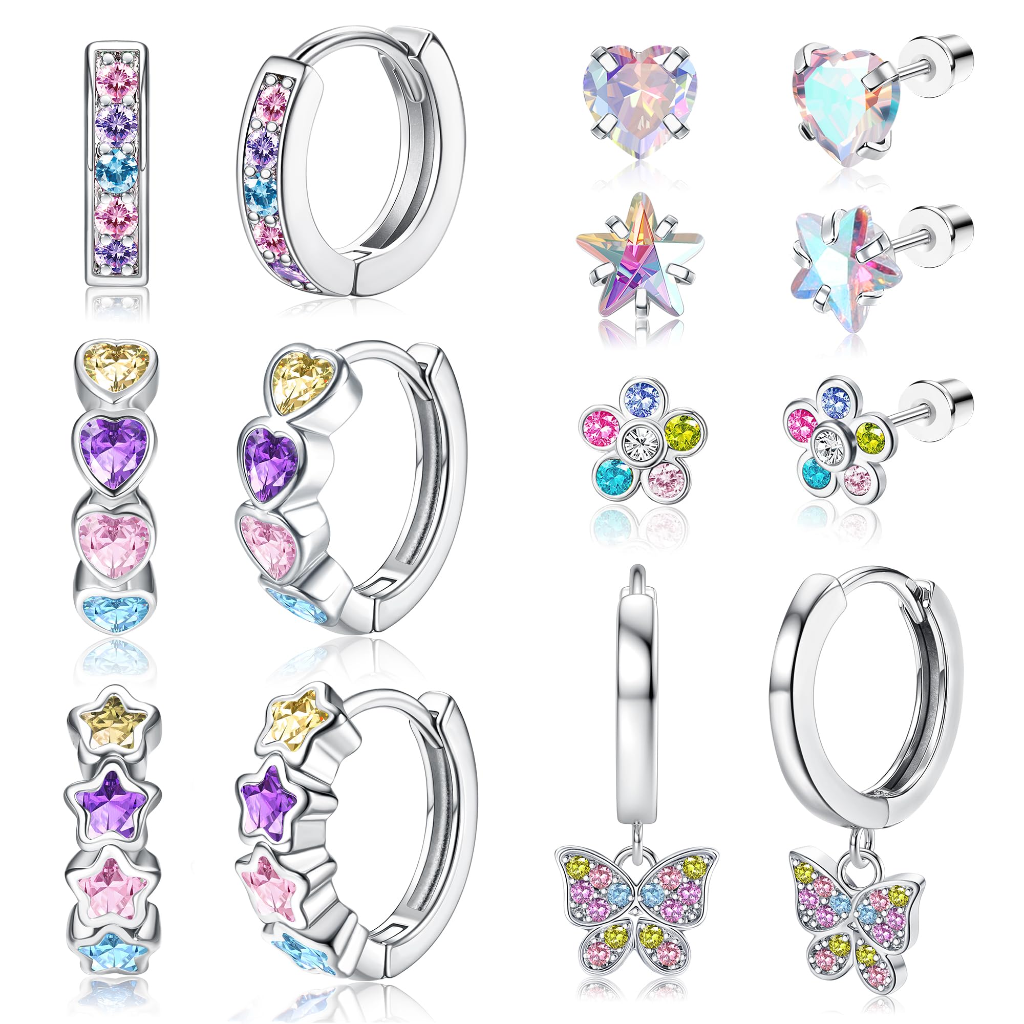 Hypoallergenic Earrings for Girls Women Surgical Stainless Steel Screw Back Earrings Hoop Earring for Sensitive Ears Cute Kids Toddler Earring Jewelry