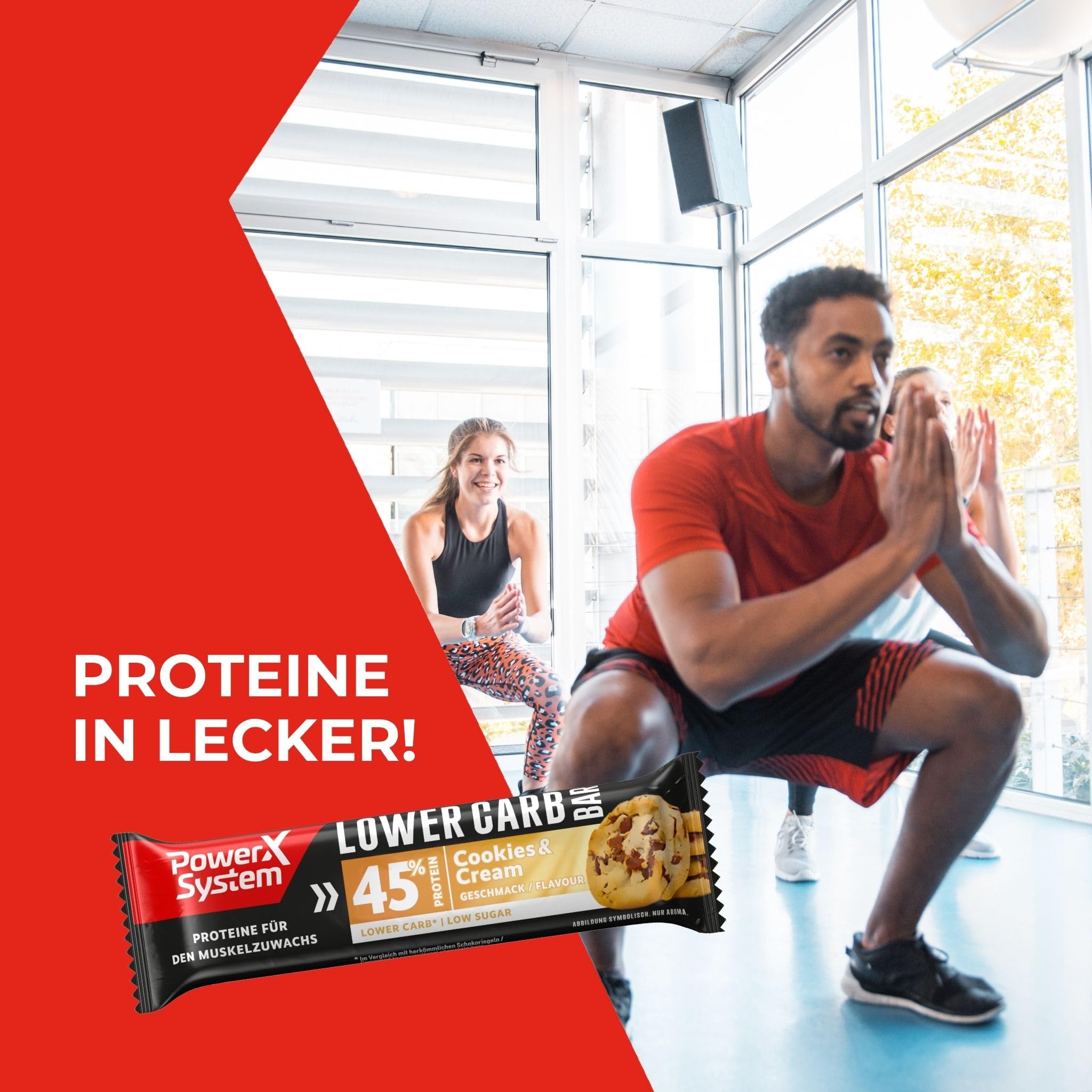Power System Lower Carb Bar Cookies & Cream, 45% Protein, 28 x 40 g