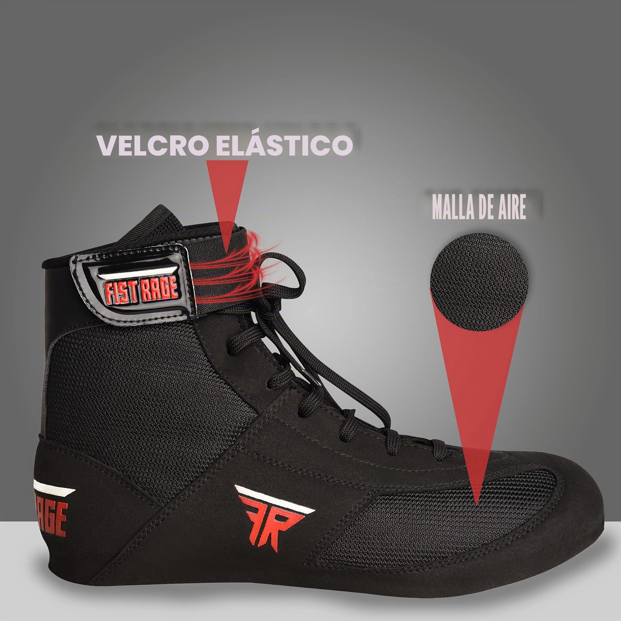 FISTRAGE - Zapatos de boxeo de piel, para deportes de lucha, entrenamiento maestro, de malla, unisex, para hombres y jóvenes, botas auténticas, peso ligero, color negro, zapatos de boxeo para adultos