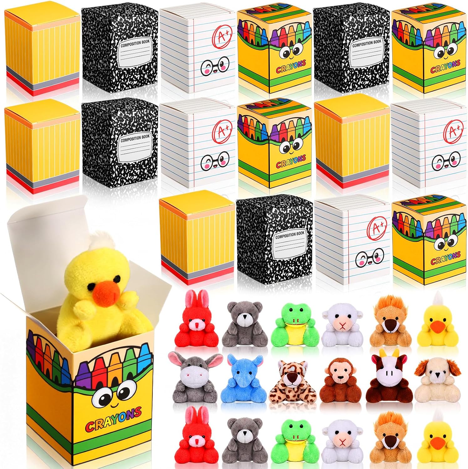 Blueweenly 24 Set Back to School Gift for Student Mini Stuffed Animals Bulk