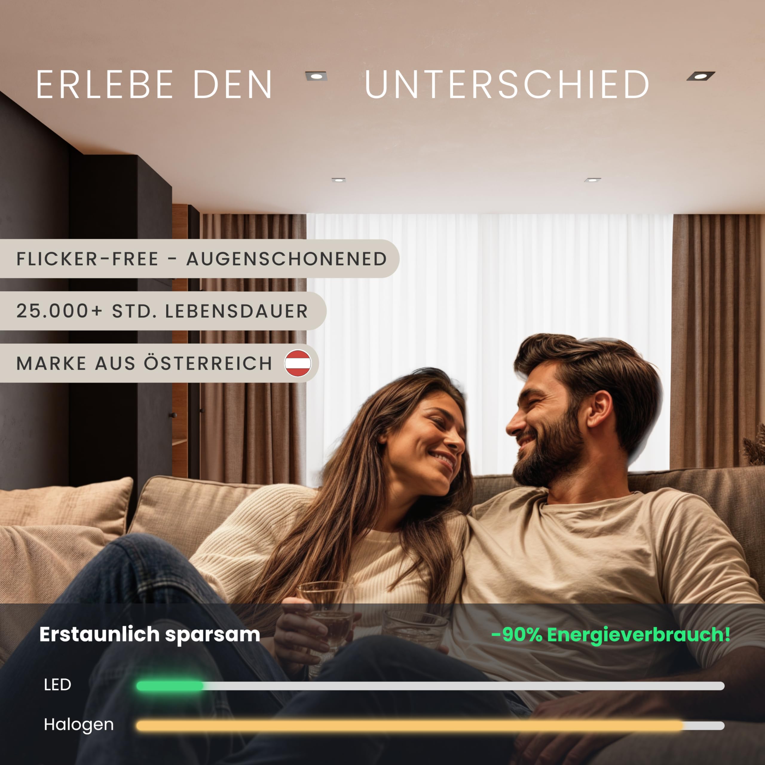 MATO 6x LED Einbaustrahler Eckig 230V Dimmbar 5W - Flache Spots 68mm Lochmaß - IP44 Einbauleuchten für das Bad - Deckenspots Badezimmer & Außen - Einbauspots Lichtfarbe umschaltbar, CRI 90+, 510lm