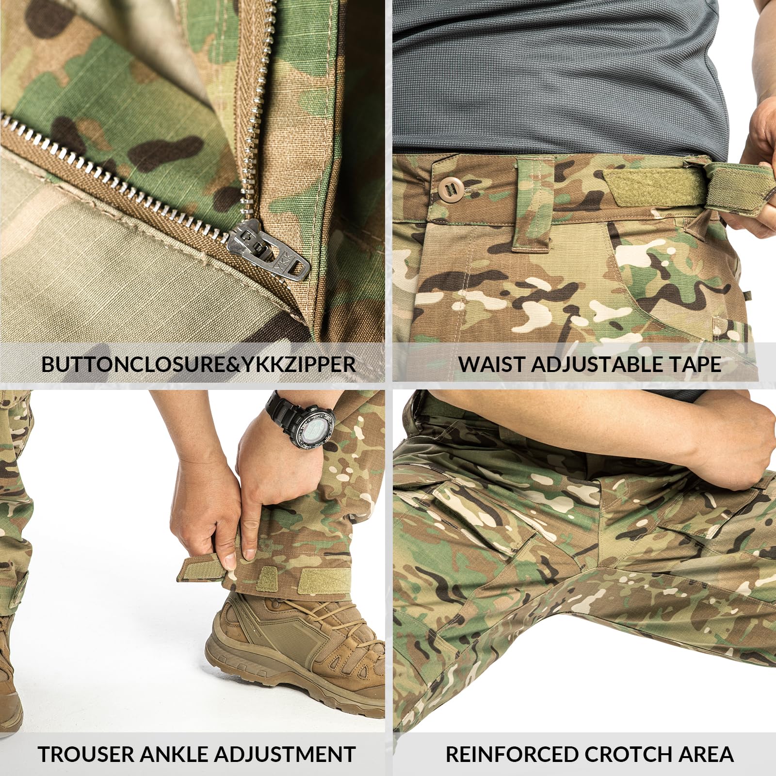 VOTAGOO Pantalones cargo tácticos para hombre, muchos bolsillos, antidesgarros, pantalones de senderismo para exteriores, pantalones tácticos, pantalones de entrenamiento de combate