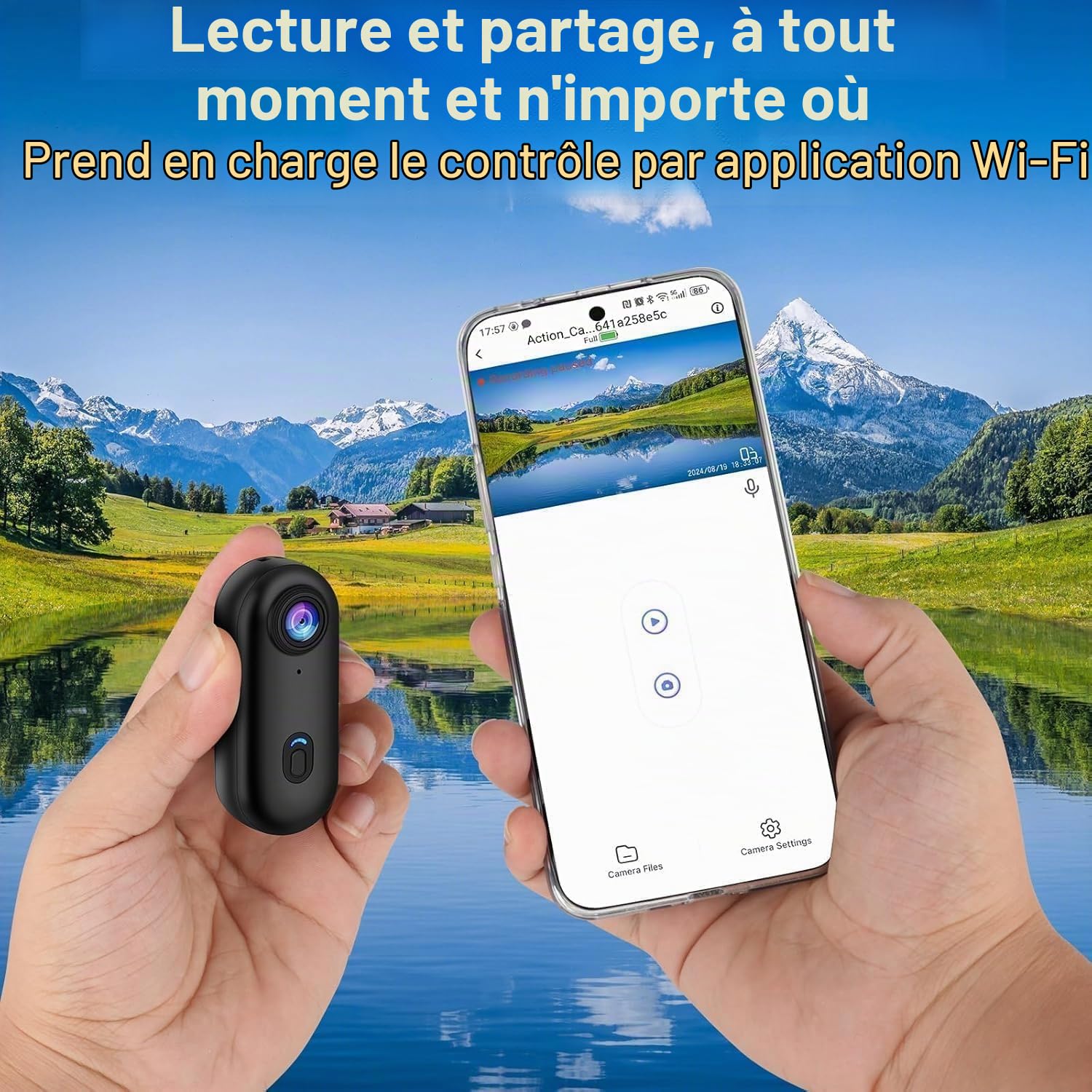 Mini Camera Sport 4K, Ultra Compacte POV Bodycam, Caméra d’Action Étanche avec Enregistrement 120min WiFi Partage, Caméra Vlog Portable avec Clip Magnétique & Clip 360° pour Moto Vélo Casque Plein Air