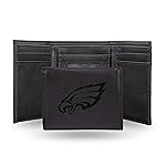 Rico Industries Laser Engraved Trifold Wallet, Philadelphia Eagles , 3.25 x 4-inches ,Black