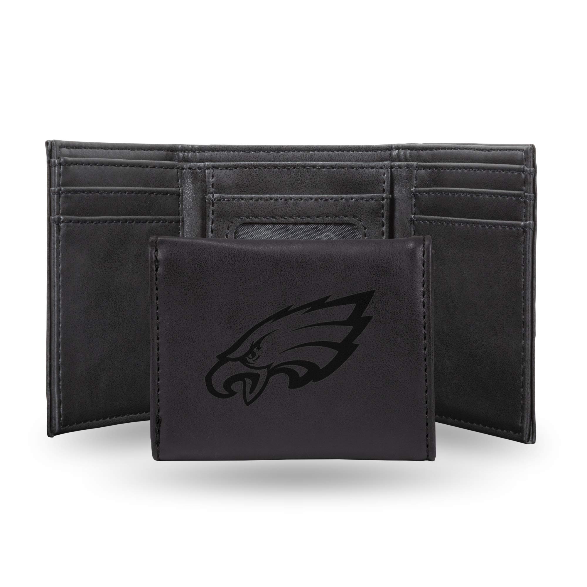 Rico Industries Laser Engraved Trifold Wallet, Philadelphia Eagles, 3.25 x 4-inches,Black