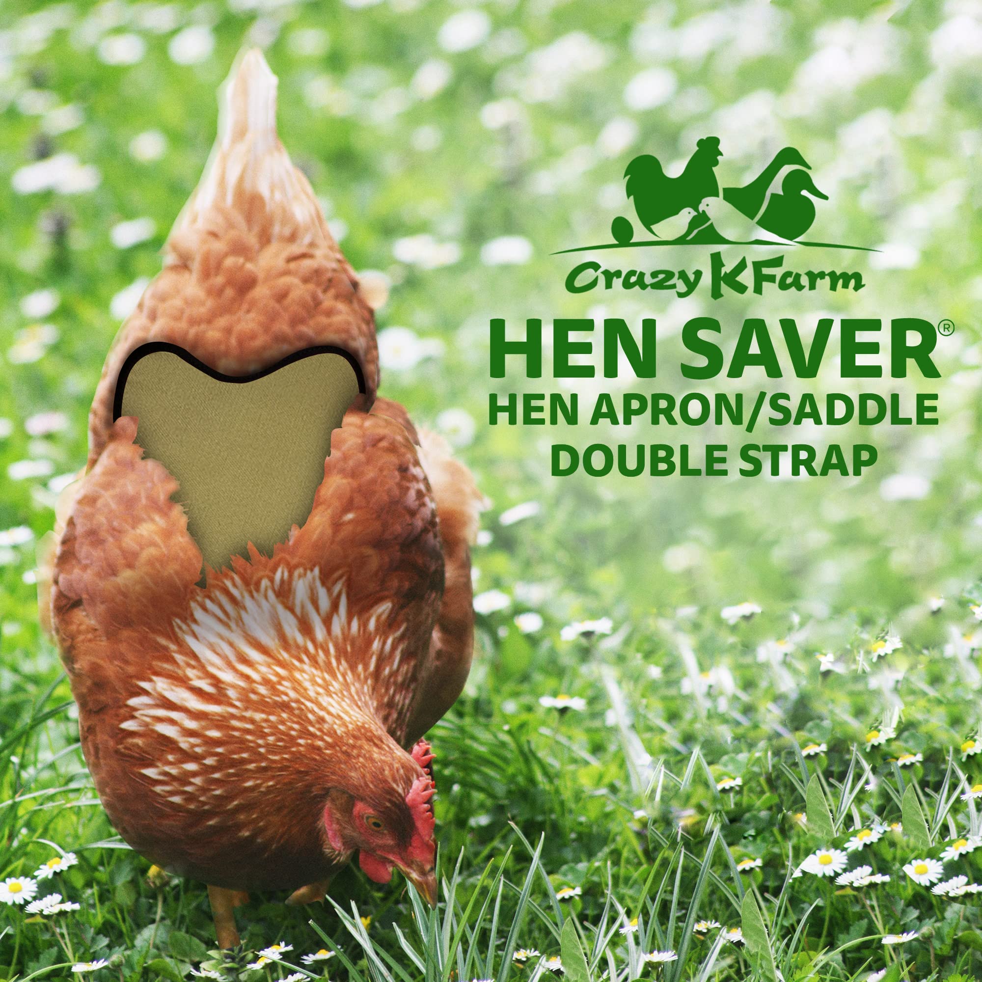 Hen Saver Hen Apron/Saddle, Double Strap, Medium, Khaki