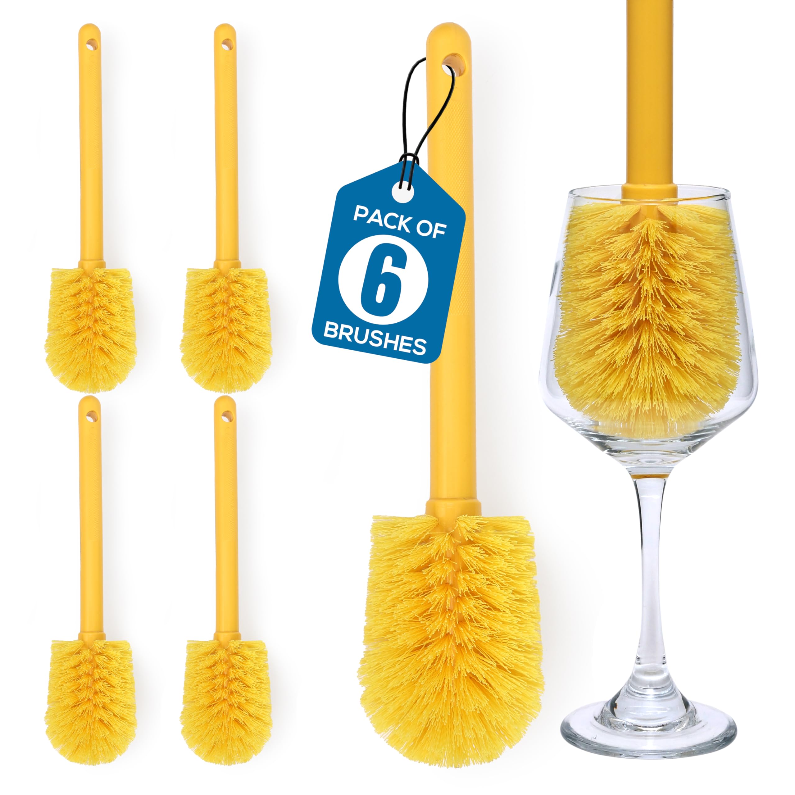 Cepillo de limpieza KLEEN HandLER | Cepillo de botella para limpiar vidrios y tarros, cerdas duraderas y mango largo (6 cepillos)