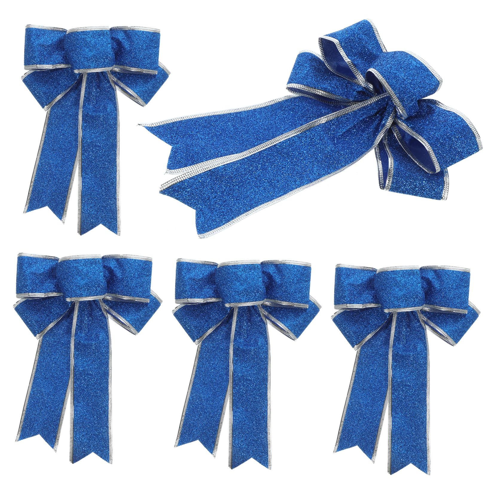 5 Piezas Lazos de Tela Brillantes para Navidad de Unidades Azul Decoración para Árbol Regalos y Ambiente