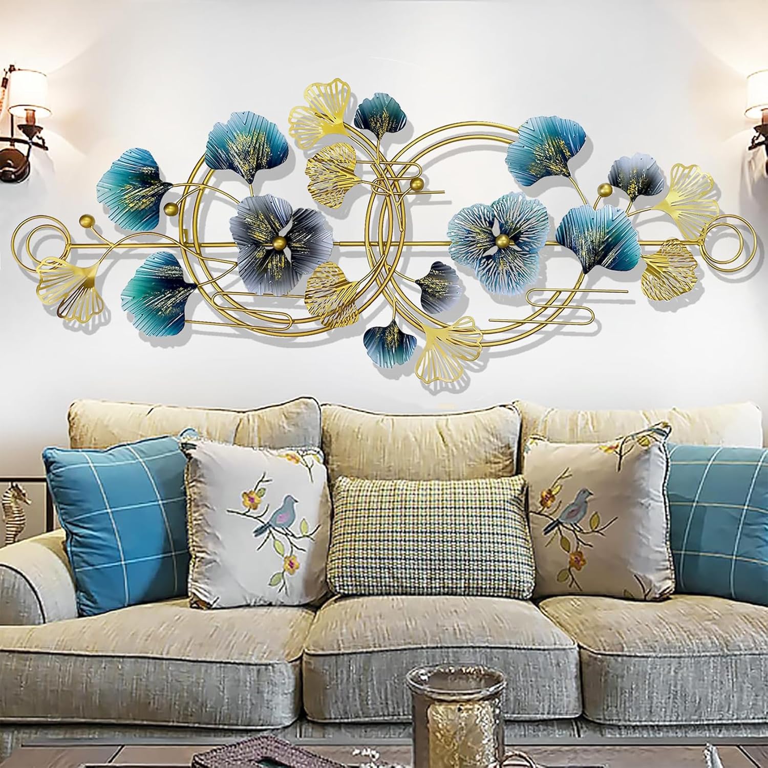 Metal Wall Art, Gold Wall Decor Ginkgo Leaf Wall Art Decor