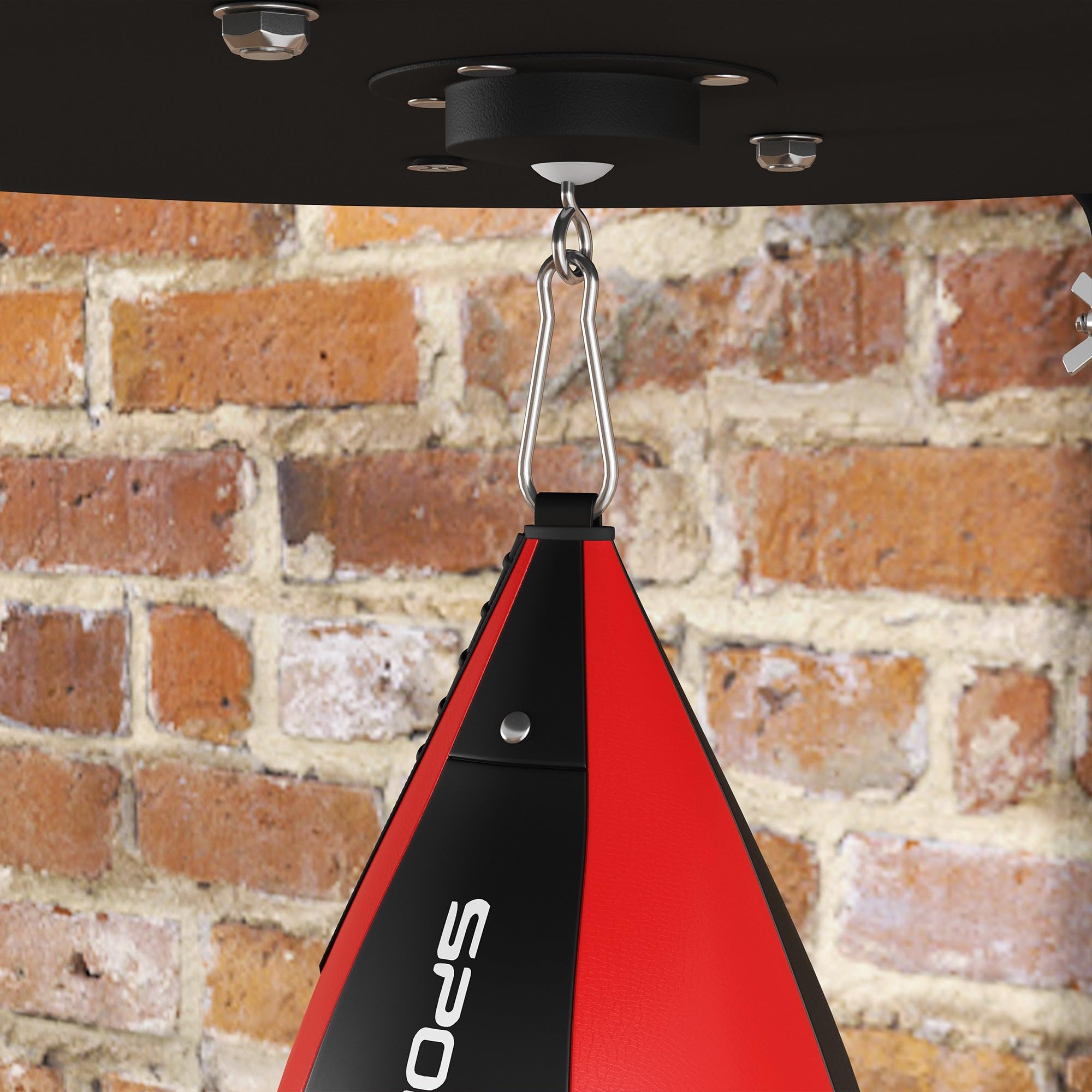SPORTNOW Plateforme Murale avec Poire de Vitesse, Sac de Frappe, pour entraînement de Boxe, pivotant à 360° Hauteur Ajustable, Noir et Rouge