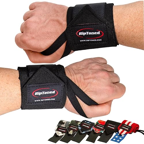 Rip Toned 18” Wrist Wraps - Wrist Straps for Weightlifting - Lift Better, Protect Wrist Pain - Adjustable, Durable, Machine Washable - Wrist Wraps for Weightlifting - USPA Endorsed for Men & Women