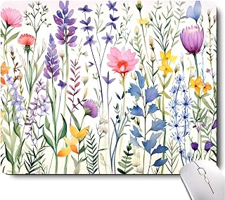Beautiful Floral Plants Mouse Pad,Purple Flowers Mouse Pads for Desk,Soft Cute Computer Mouse Mat Washable Mousepad Computer Mouse Pads for Women,Square Waterproof Non-Slip Rubber Base MousePads
