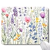 Beautiful Floral Plants Mouse Pad,Purple Flowers Mouse Pads for Desk,Soft Cute Computer Mouse Mat Washable Mousepad Computer Mouse Pads for Women,Square Waterproof Non-Slip Rubber Base MousePads