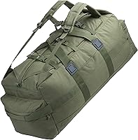 Vista 12 de Bolso de lona militar grande Mochila Equipo de equipo de engranaje de campo Bolsa de lona Bolsa de despliegue del ejército 85L Negro