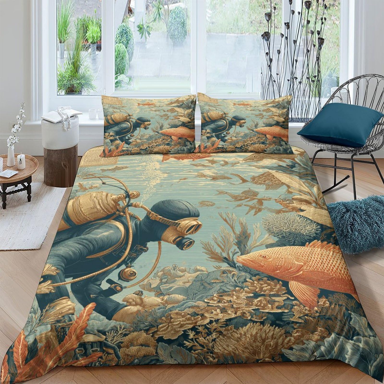 Plongeur sous-marin taie de couette 140x200 microfibre literie single