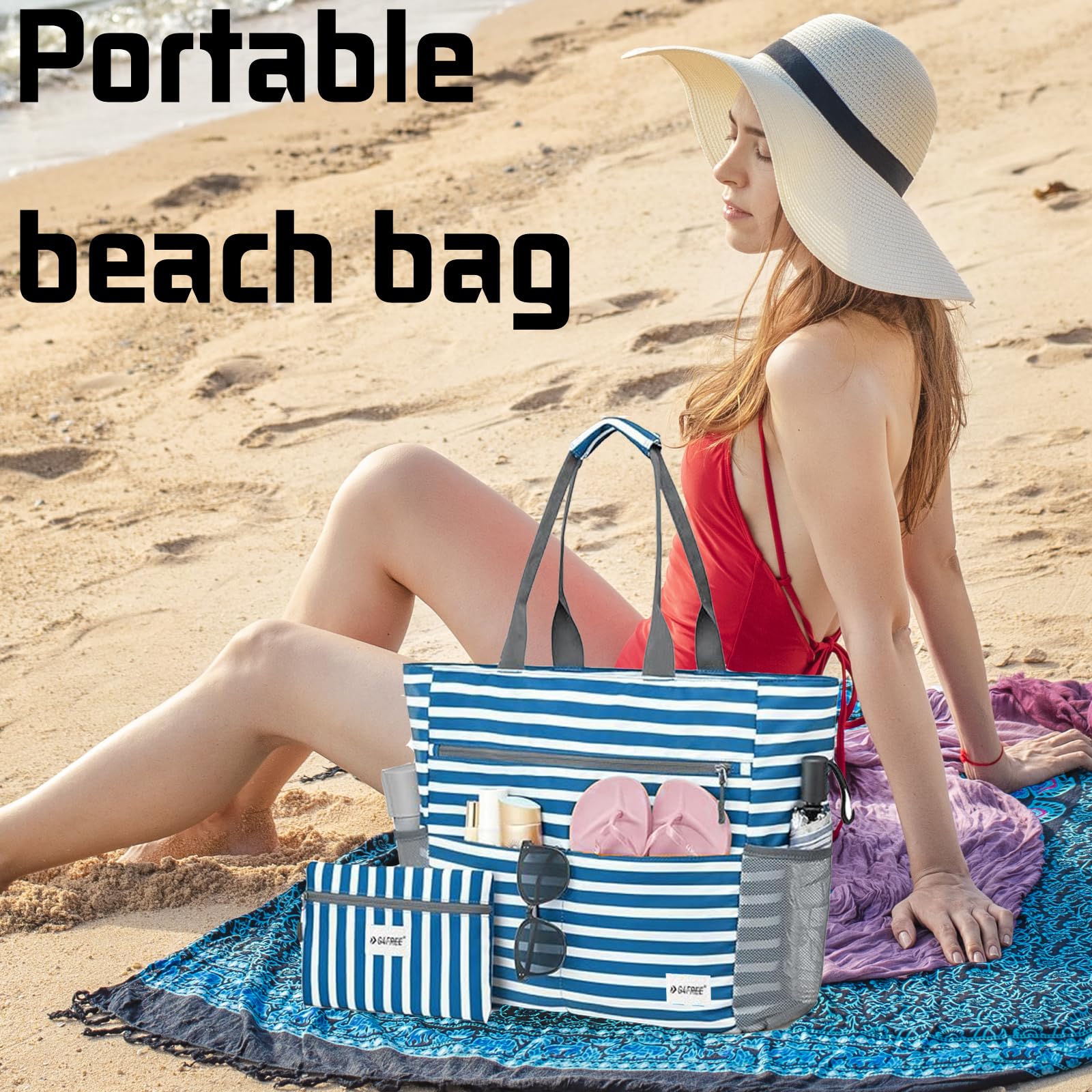 Bolsa de Playa Mujer, Grande y Pequeña Bolsa de Playa, para Playa, Viajes, Daily Pool Gym, Lightweight Shopping Grocery Bag