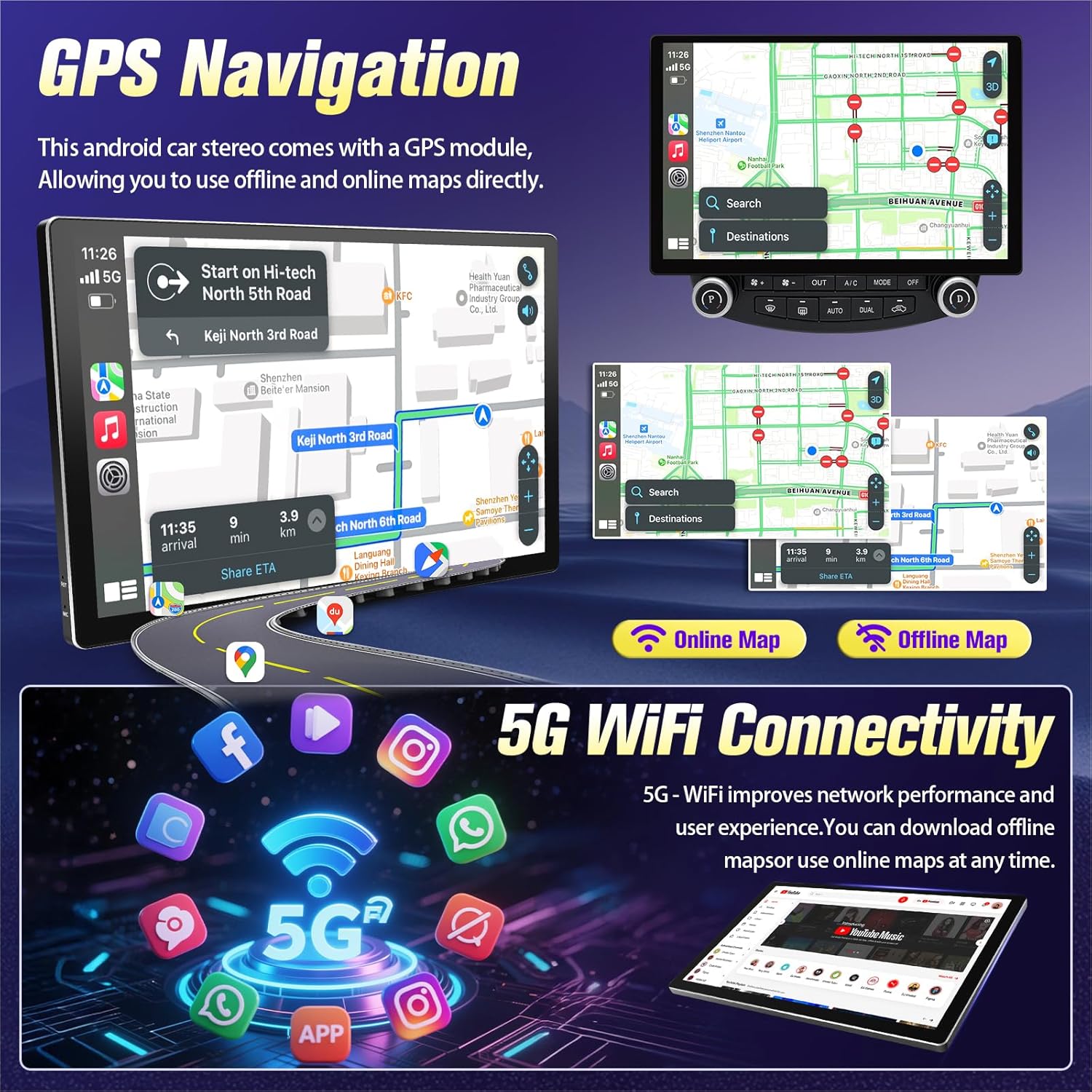 4G+64G Car Radio for Honda Accord 7th 2003-2007 Stereo with Wireless Carplay Android Auto, 13.1'' Touchscreen for Honda Accord 7th Android 13 GPS Navigation Bluetooth WiFi SWC Rear Camera Split Screen