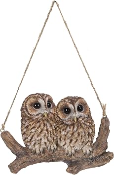 Hi-Line Gift Hanging Baby OWLETS ON A Branch, Brown