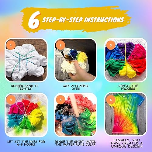 Vista 28 de Kit de teñido anudado para niños y adultos, juego completo de teñido anudado con polvo de teñido anudado en paquetes de recambio de teñido anudado