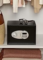 Vista 2 de Yaxa Basics Caja de seguridad de acero y caja de bloqueo con teclado electrónico, para efectivo, joyas, documentos, color negro, 0.5 pies cúbicos
