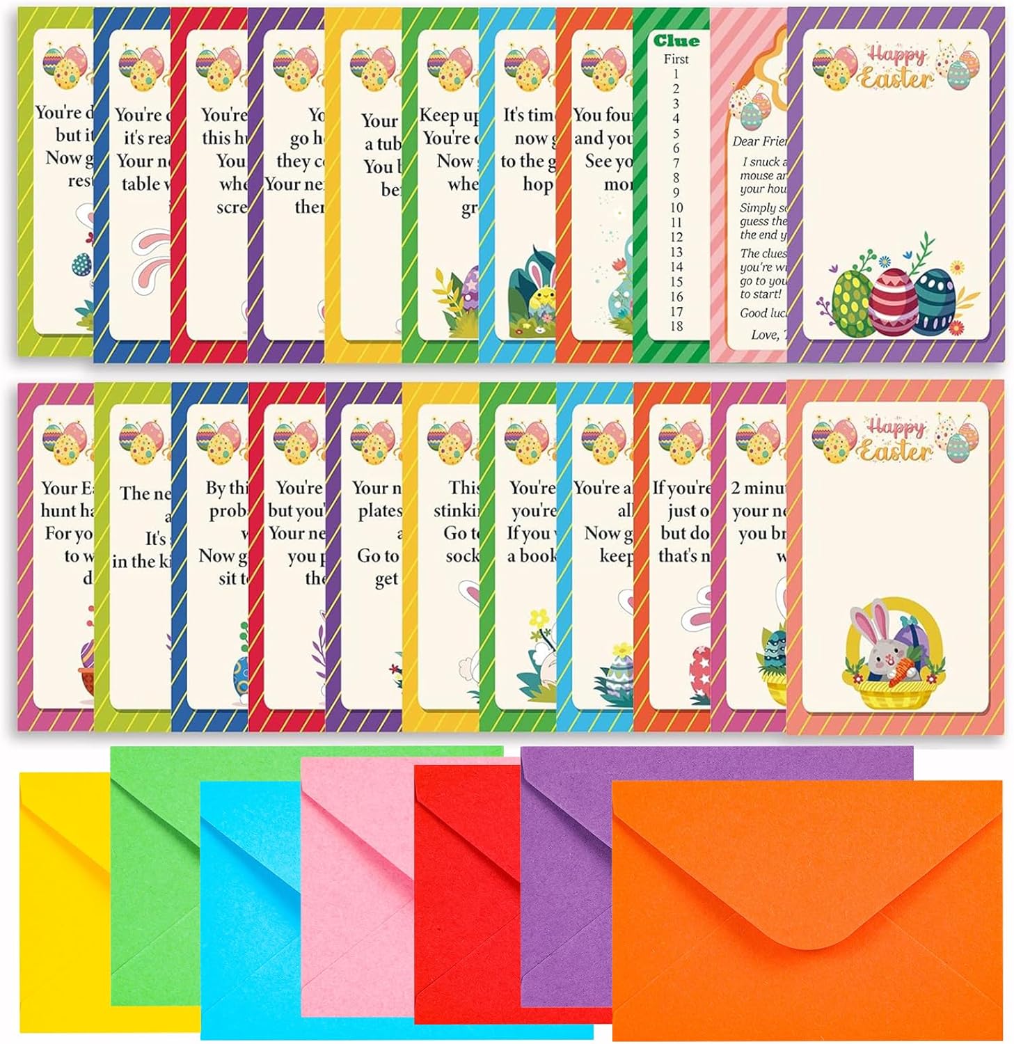 BEUFSE Indoor Easter Scavenger Hunt Cards with Envelopes, Easter Egg Hunt, Indoor Scavenger Hunt Games, Easter Bunny, Easter Party Activities, Indoor Easter Party Games-fhjxbk001