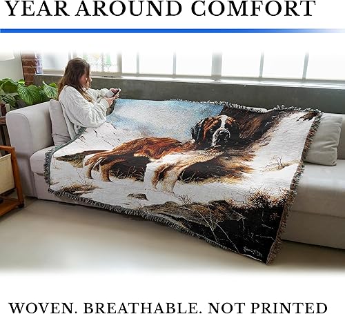 Miniatura 3 de Pure Country Weavers Manta de San Bernardo de Robert May - Regalo para los amantes de los perros - Manta de tapiz tejida de algodón - Fabricada en