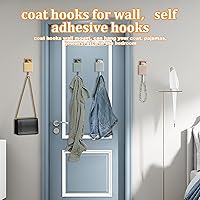 Vista 7 de 4 ganchos autoadhesivos para toallas, carga máxima de 10 libras, ganchos de pared resistentes para colgar abrigos, toallas, bufandas, sombreros, rosa