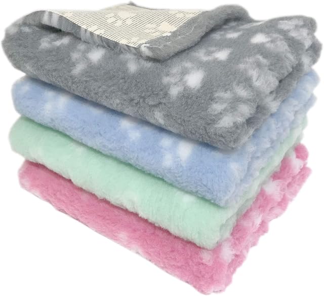 MerryMaple Veterinary Bedding ® Paws Vet Pet Bed Pro Non Slip Rubber Backing Machine Wash - 20 Colours, Various Sizes (Baby Grey with White paws, 50cm x 38cm (20" x 15"))