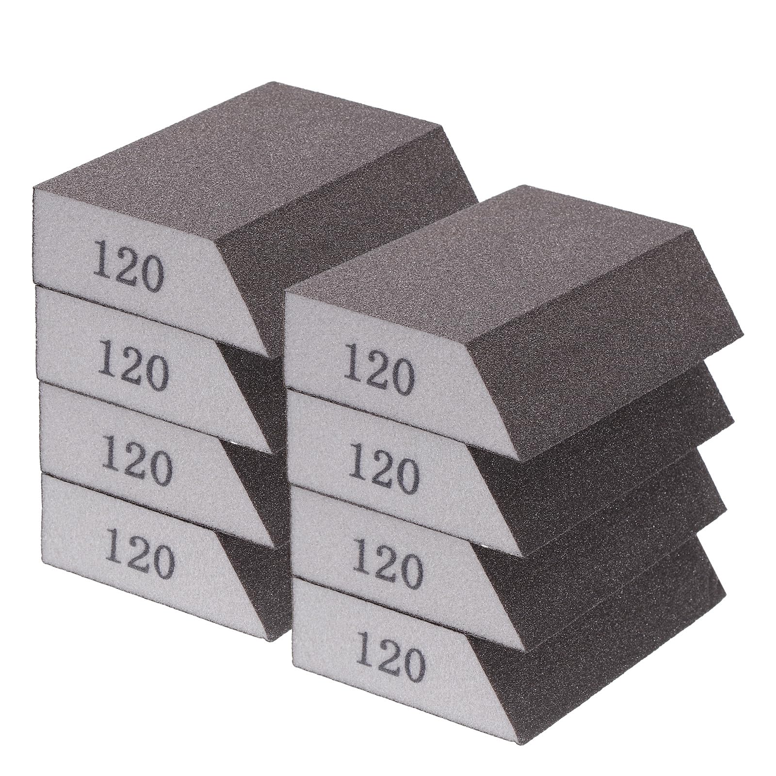 HARFINGTON 8 bloques de esponja de lijado de grano 400-500 con borde en ángulo de 4 x 2.8 x 1 pulgadas, bloque de lijado de espuma lavable y reutilizable para pulir cocina, metal, madera, yeso, hogar,